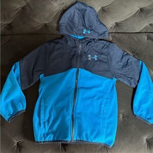 Under Armour turquoise and Navy fleece full zip Hoodie boys size 7